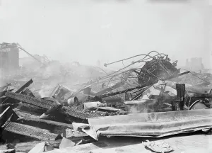 Burned Prints: Dreamland burned, Coney Island, 1911. Creator: Bain News Service