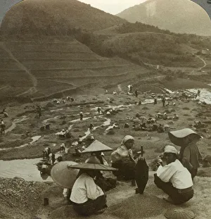 River Bed Prints: Dredging a river bed for rubies, Mogok, Burma, c1900s(?). Artist: Underwood & Underwood