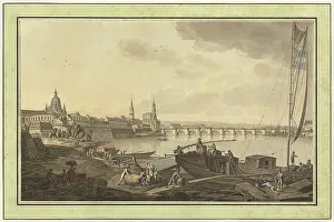 Dresden Prints: Dresden from the Banks of the Elbe River, 1782. Creator: Adrian Zingg