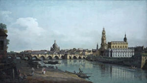 Elbe Gallery: Dresden seen from the Right Bank of the Elbe, beneath the Augusts Bridge, 1748