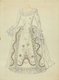 Lace Trim Prints: Dress, 1935/1942. Creator: Charlotte Winter