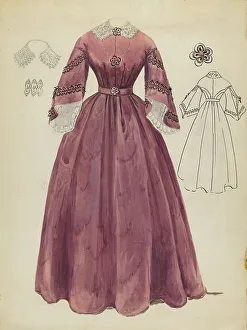 Burgundy Prints: Dress, 1935/1942. Creator: Jessie M. Benge