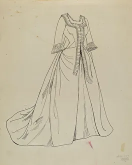 Womans Prints: Dress, 1935/1942. Creator: Julie C Brush