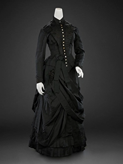 1885 Prints: Dress (Bodice, Skirt; possibly for mourning), about 1885. Creator: Unknown