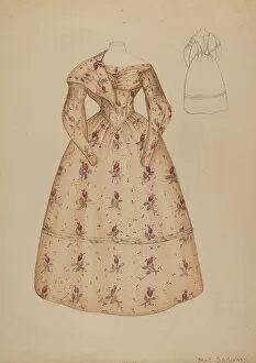 Watercolour And Graphite On Paperboard Collection: Dress, c. 1936. Creator: Mae Szilvasy