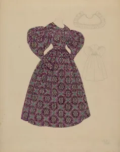 Julie C Brush Prints: Dress, c. 1937. Creator: Julie C Brush