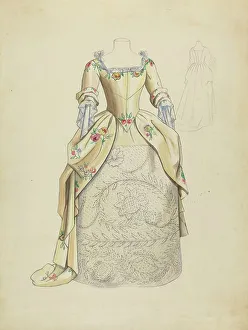 Lace Trim Prints: Dress, c. 1939. Creator: Eleanor Ruelos