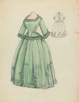 Pleated Prints: Dress, c. 1939. Creator: Jean Peszel