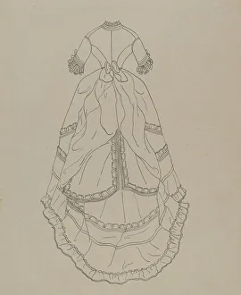 Womens Prints: Dress, c. 1940. Creator: Nancy Crimi