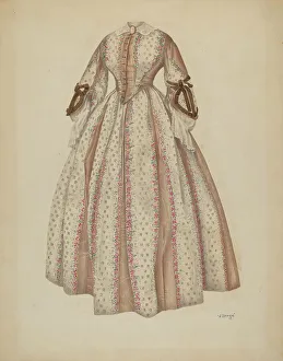 Pleated Prints: Dress, c. 1940. Creator: Virginia Berge