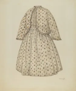 Girlswear Prints: Dress, c. 1941. Creator: Virginia Berge
