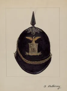 Aaron Fastovsky Prints: Full Dress Helmet, c. 1936. Creator: Aaron Fastovsky
