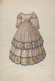 Trimming Prints: Dress with Hoop Skirt, 1935 / 1942. Creator: Mary E Humes