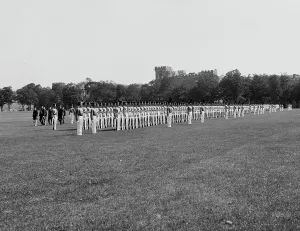 Academy Prints: Full dress parade inspection, West Point, N.Y. c.between 1910 and 1920. Creator: Unknown