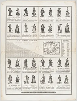 Letterpress Prints: The dress of the regions of Spain, ca. 1860-70. Creator: Julian Mariana