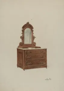 Holt Geoffrey Prints: Dresser with Marble Top, c. 1937. Creator: Geoffrey Holt