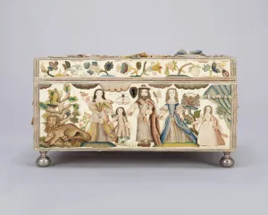 Appliqu And Xe9 Prints: Dressing Box Depicting the Finding of Moses and Scenes from Abraham and Hagar, c. 1668