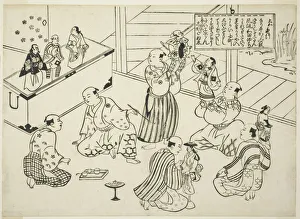 The Dressing Room of a Puppet Theater, the table of contents from the series Famous... c. 1705 / 06. Creator: Okumura Masanobu