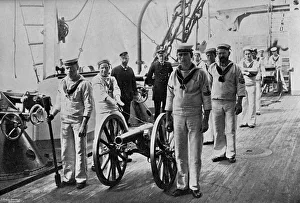 Field Gun Prints: Drill with a light gun on board HMS Camperdown, 1895. Artist: Gregory & Co