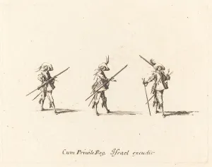 Musketeer Prints: Drill with the Musket, 1634 / 1635. Creator: Jacques Callot