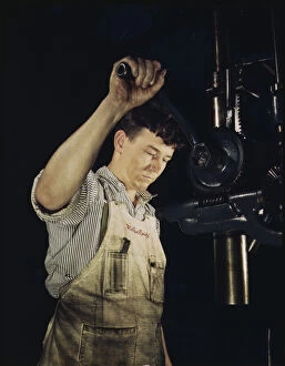 Drill press operator, Allegheny Ludlum Steel[e] Corp. Brackenridge, Pa. 1941?. Creator: Alfred T Palmer