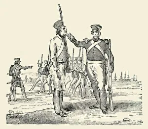 Drilling raw Recruits, 1849. Creator: Unknown