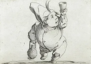Etching With Engraving Prints: A Drinker Seen from the Front, 1616. Creator: Jacques Callot