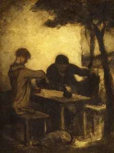 Drinkers Prints: The Drinkers, by 1861. Creator: Honore Daumier