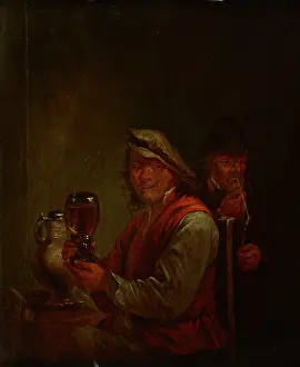 Wineglass Prints: Drinking Man and an Old Smoking Man, 1st half of 18th century. Creator: Unknown