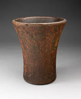 Kero Prints: Drinking Vessel (Kero) with Floral and Animal Motifs, A. D. 1450 / 1532. Creator: Unknown