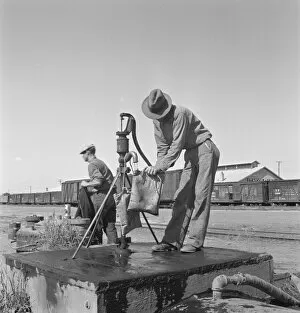 Drinking Water Gallery: Drinking water for the whole town, also for the... Tulelake, Siskiyou County, California, 1939