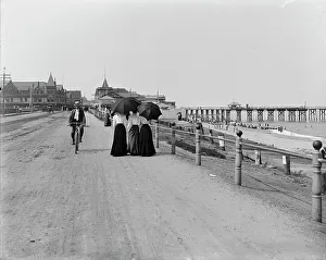 Seafront Prints: Driveway and beach, Longbranch, between 1900 and 1906. Creator: Unknown