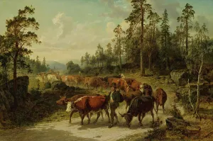 Driving Cattle in Småland, 1863. Creator: Nils Andersson