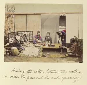 Driving the Cotton Between Two Rollers... about 1873-1883. Creator: Shinichi Suzuki I