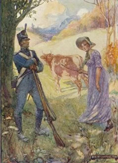 Driving A Cow Before Her, Laura Secord Passed The American Sentries, c1909, (c1920). Artist: Joseph Ratcliffe Skelton