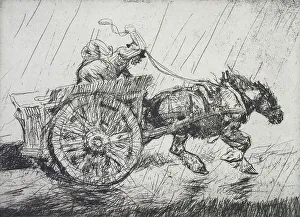 Whipping Prints: Driving home in the rain, 1914. Creator: Edmund Blampied