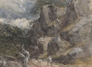 David The Elder Prints: Driving Sheep in a Rocky Landscape, ca. 1846. Creator: David Cox the elder