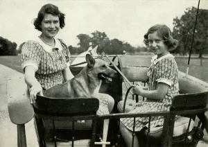 Pony And Trap Prints: Driving with Her Sister in Windsor Great Park - 1941, 1947. Creator: Unknown