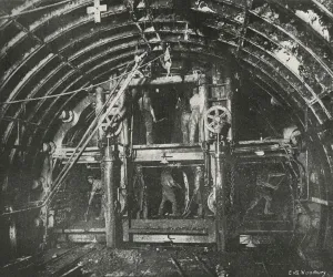 Driving the Tunnel for the Waterloo and City Railway, (c1897). Artist: E&S Woodbury