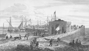 Baldwin Craddock Collection: Droit Office & Pier, 1820. Artist: John Shury