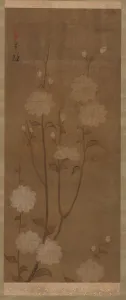 Ink Color And Gold On Silk Prints: Drooping cherry branches in blossom, Edo period, mid 18th-early 19th century