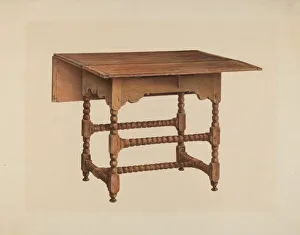 Folding Prints: Drop-leaf Table, c. 1938. Creator: Isadore Goldberg