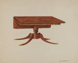 Pedestal Base Prints: Drop-leaf Table, c. 1941. Creator: Davids De Vault