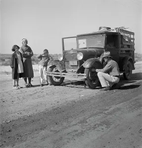Okie Prints: Drought refugee family from McAlester, Oklahoma, 1936. Creator: Dorothea Lange