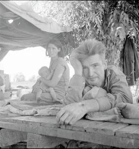 Americans Prints: Drought refugees from Oklahoma camping by the roadside