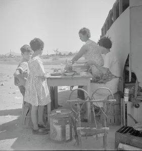 Climate Prints: Drought refugees in Phoenix, Arizona, 1936. Creator: Dorothea Lange