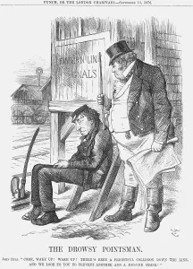 The Drowsy Pointsman, 1876. Artist: Joseph Swain The Drowsy Pointsman, 1876. Artist: Joseph Swain