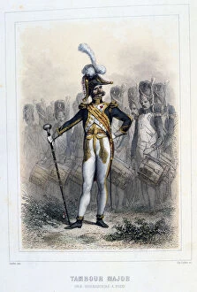 Auguste Raffet Collection: Drum Major of the Grenadiers-a-Pied, 1859. Artist: Auguste Raffet