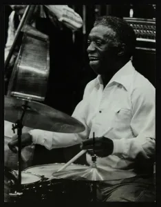 Denis Prints: Drummer Art Blakey playing at the Forum Theatre, Hatfield, Hertfordshire, 1978. Artist