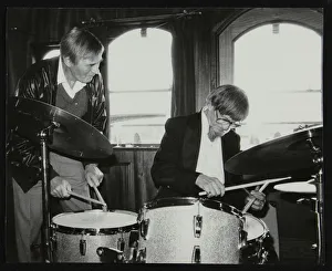 Double Act Prints: Drummers Jack Parnell and Barrett Deems, London, 1984. Artist: Denis Williams